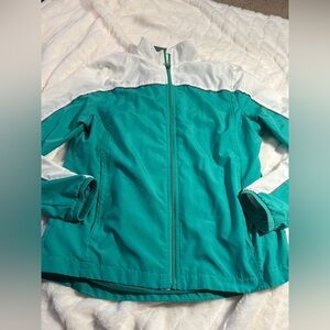 💚🤍New Balance Aqua and White Windbreaker Athletic Jacket Size Small 💚🤍